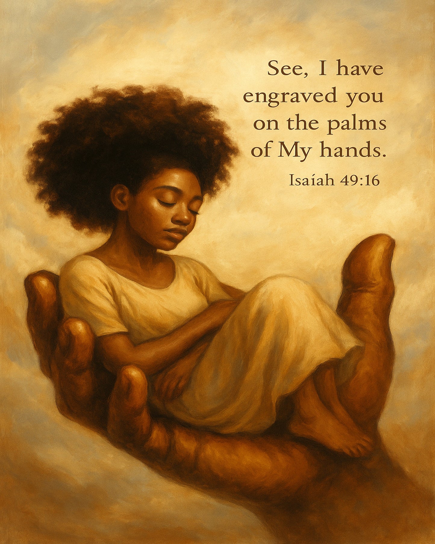 Held in His Hands – Isaiah 49:16 (Resting Woman Edition)