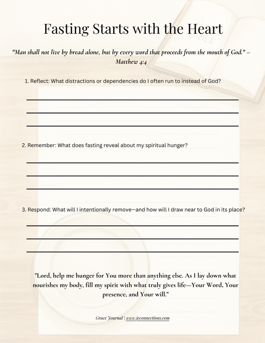 Fasting Starts with the Heart – Printable Journal Sheet