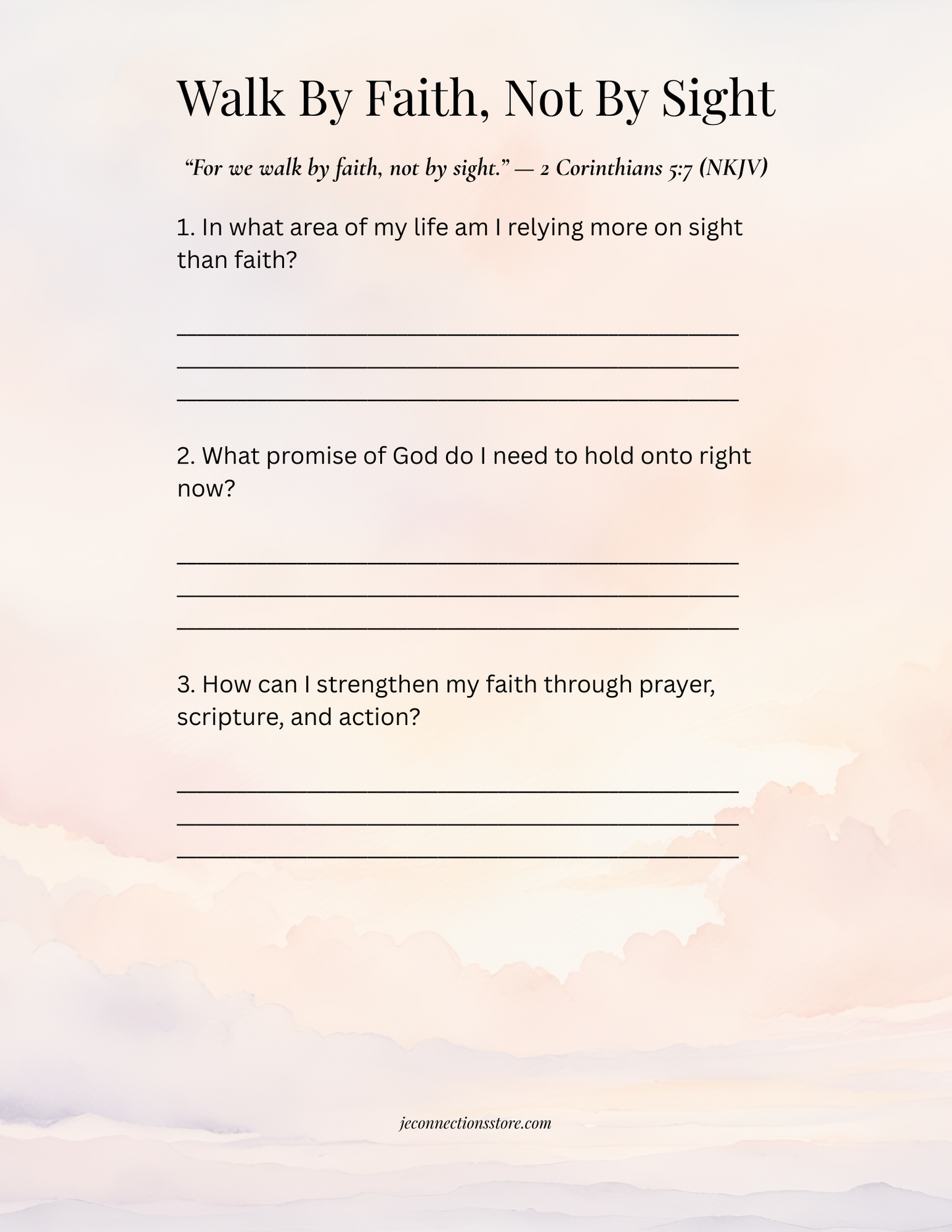 Walk By Faith, Not By Sight – Free Journal Sheet